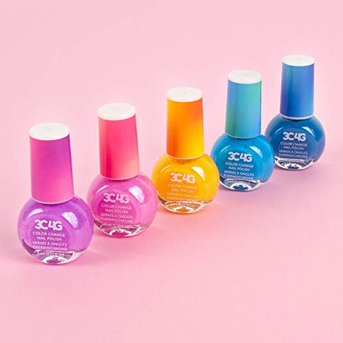 Color Changing Nail Polish Set for Girls & Teens - 5 Magical, Non-Toxic, Water-Based Colors that Transform with Temperature - Fun DIY Manicure Kit by 3C4G Make It Real