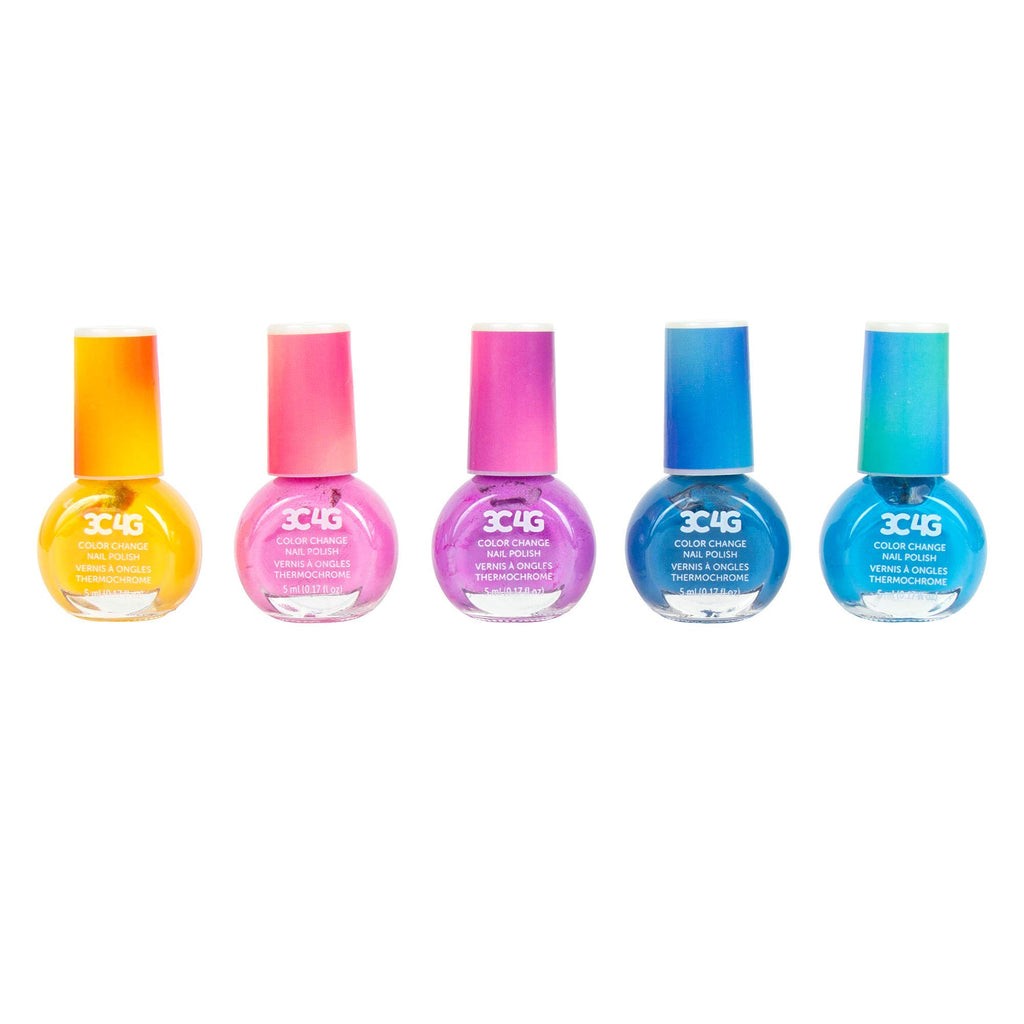 Color Changing Nail Polish Set for Girls & Teens - 5 Magical, Non-Toxic, Water-Based Colors that Transform with Temperature - Fun DIY Manicure Kit by 3C4G Make It Real