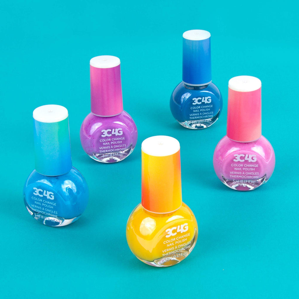 Color Changing Nail Polish Set for Girls & Teens - 5 Magical, Non-Toxic, Water-Based Colors that Transform with Temperature - Fun DIY Manicure Kit by 3C4G Make It Real