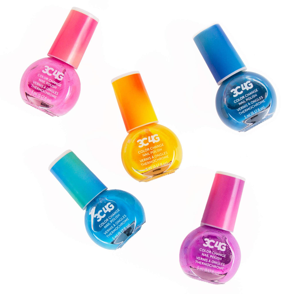 Color Changing Nail Polish Set for Girls & Teens - 5 Magical, Non-Toxic, Water-Based Colors that Transform with Temperature - Fun DIY Manicure Kit by 3C4G Make It Real