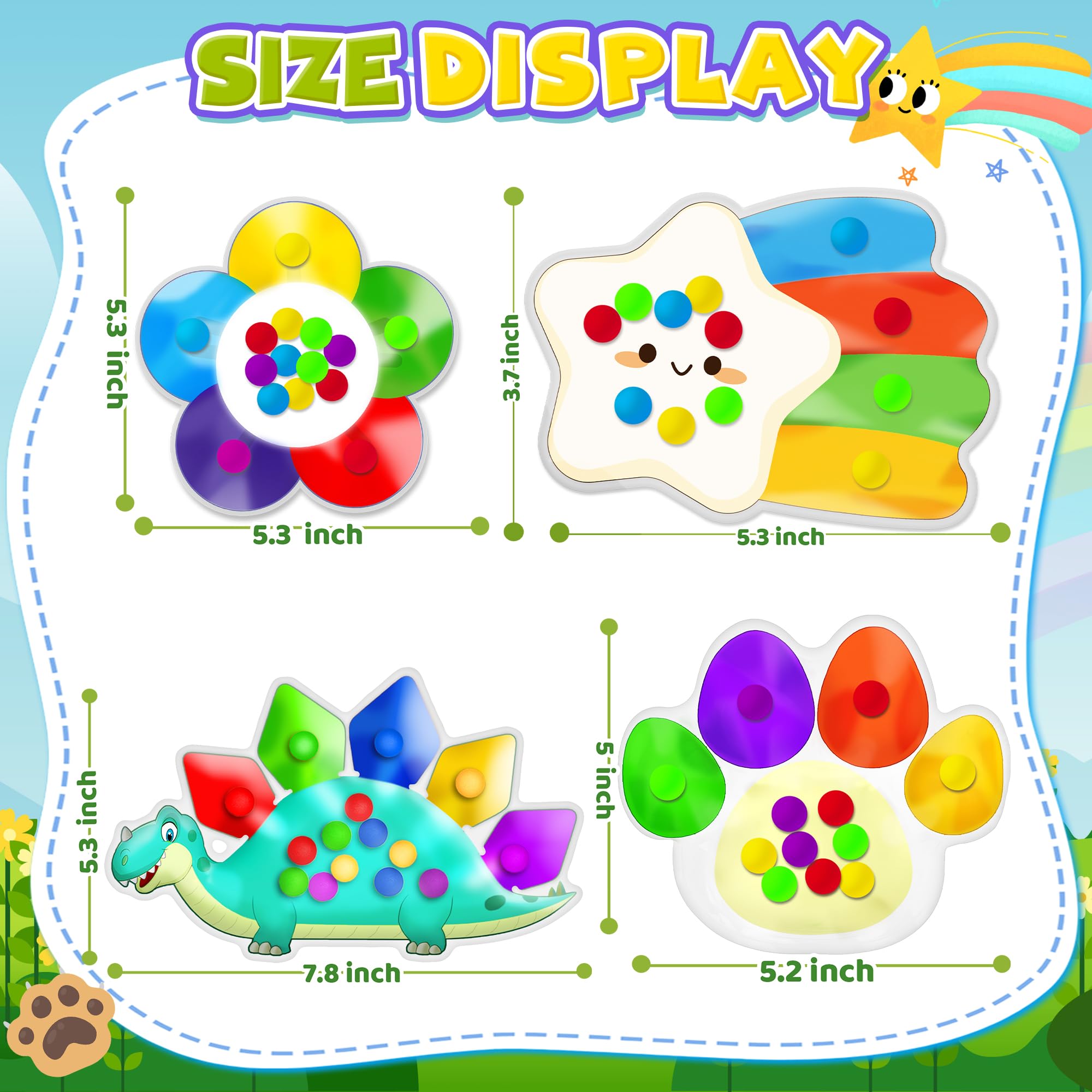 Color Sorting Sensory Toys for Toddlers 2-5 – Fine Motor Skills, Travel-Friendly, Calming Fidget Toy (4 Shapes)