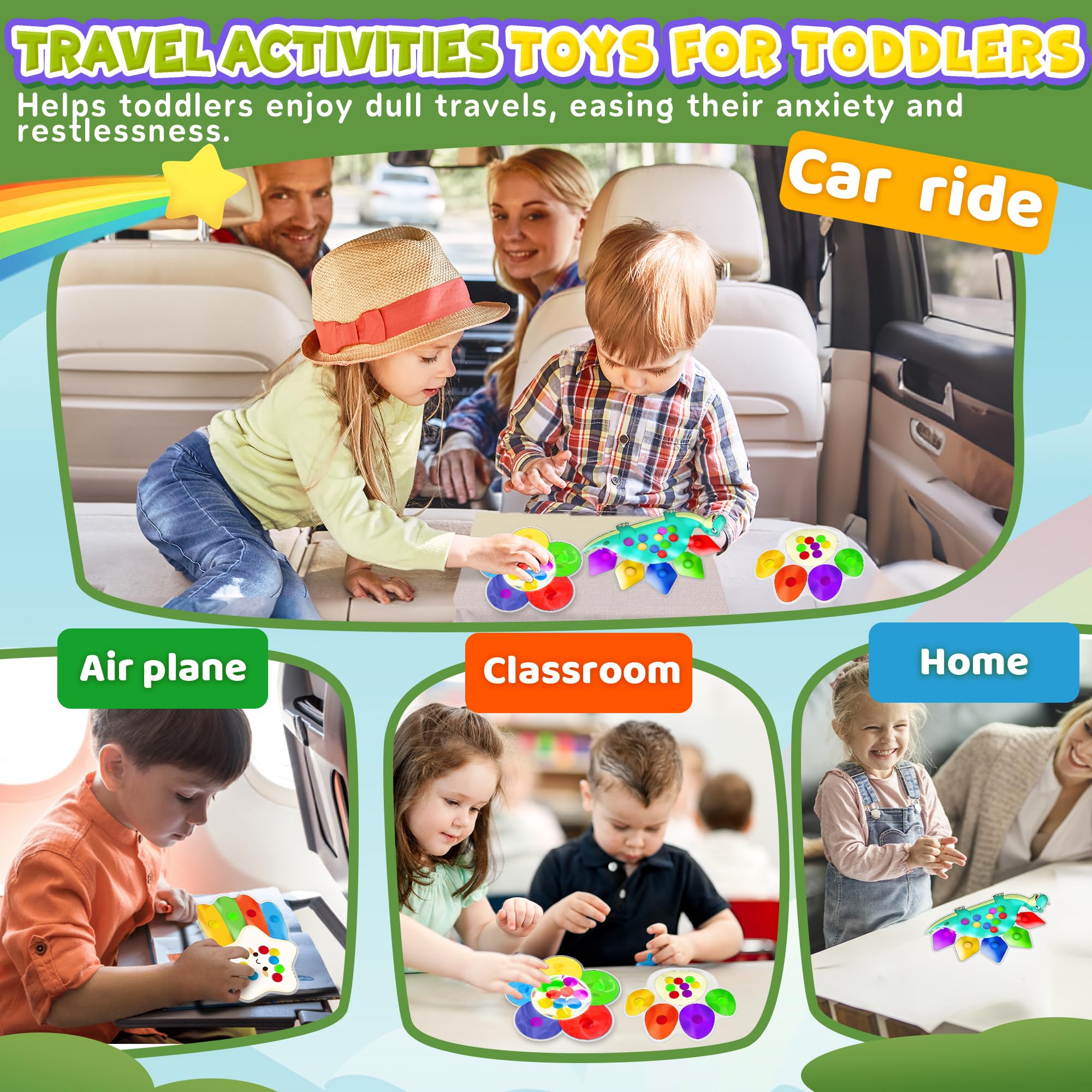 Color Sorting Sensory Toys for Toddlers 2-5 – Fine Motor Skills, Travel-Friendly, Calming Fidget Toy (4 Shapes)