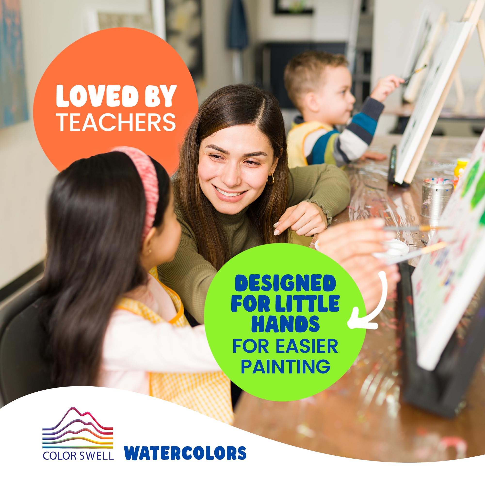 Color Swell 6-Pack Bulk Watercolor Paint Sets with Wood Brushes – 8 Washable Colors for Kids, Classrooms, and Parties
