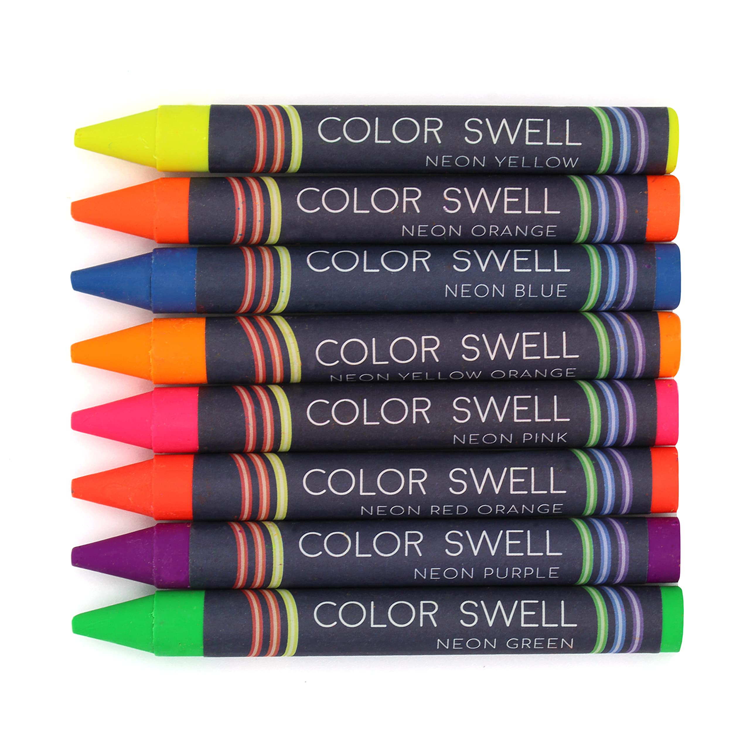 Color Swell Neon Crayons Bulk Pack – 6 Boxes of 8 Vibrant Colors, Teacher-Quality Crayons for Kids