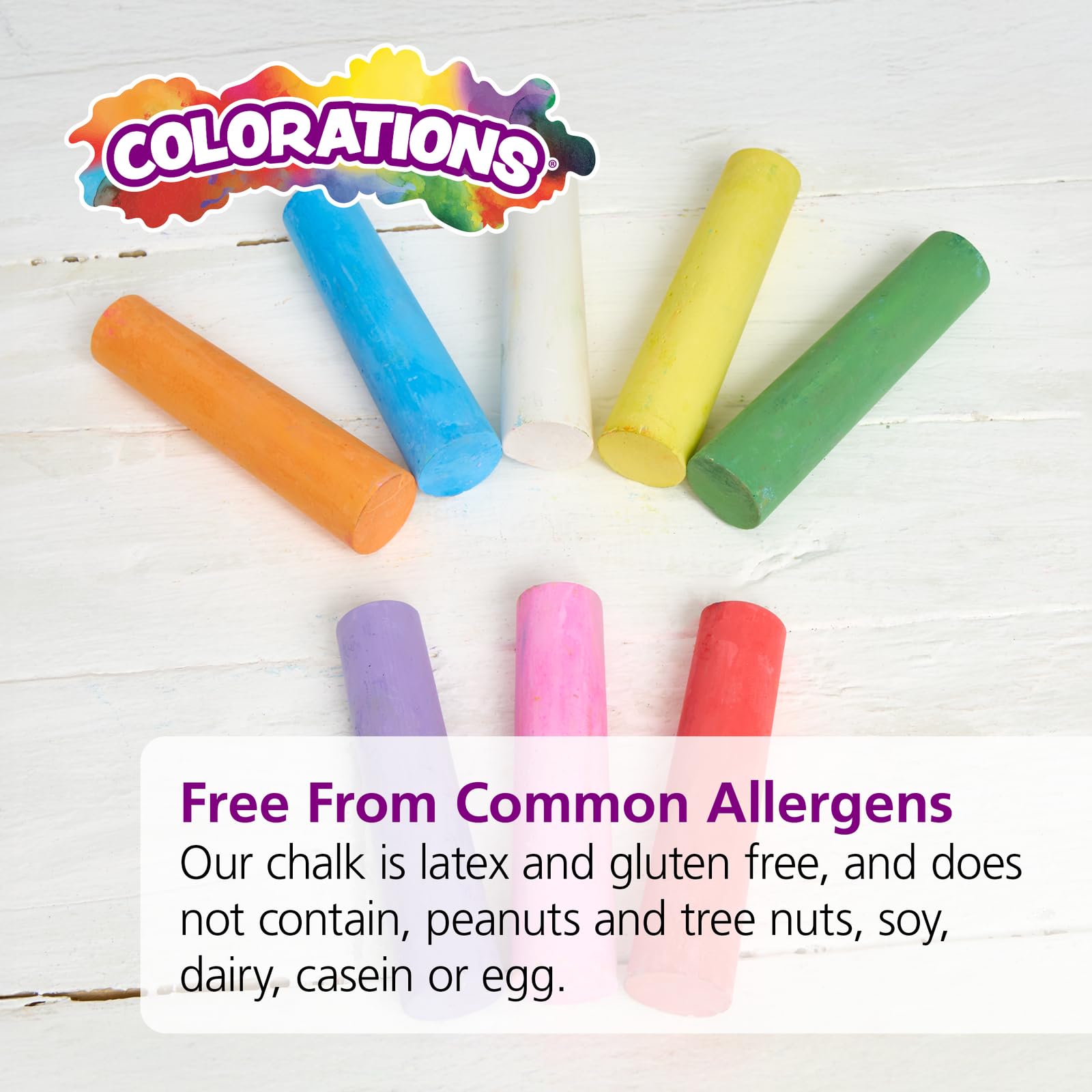Colorations Jumbo Washable Sidewalk Chalk Set, 20 Pieces, 8 Colors, Non-Toxic, Ages 4+