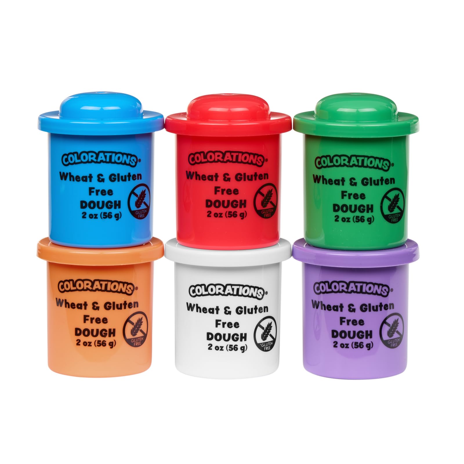 Colorations Wheat & Gluten Free Glitter Dough - 6 Colors, 2 oz Each - Non-Toxic Sensory Play Dough for Kids