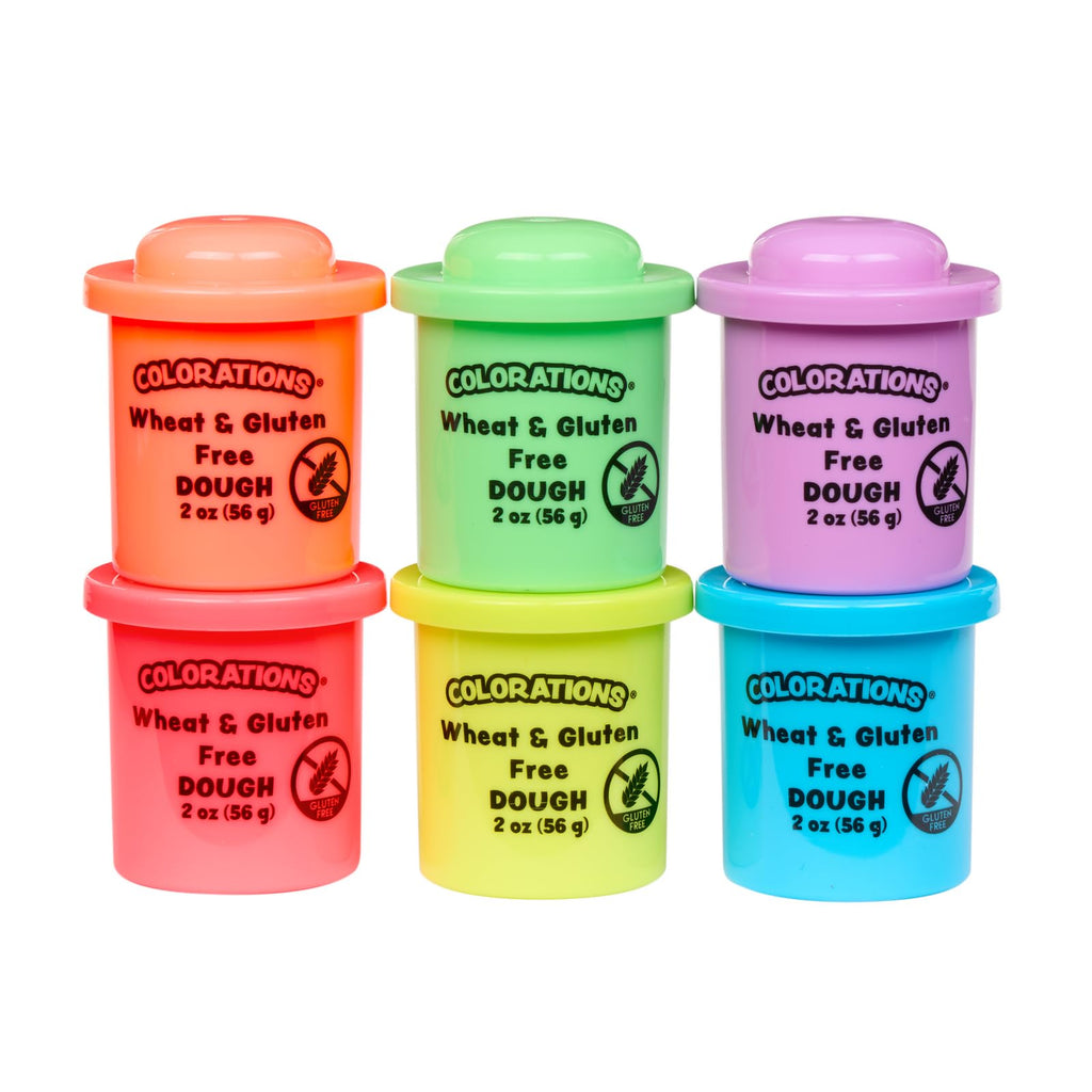 Colorations Wheat & Gluten Free Neon Dough - 6 Pack of Non-Toxic Sensory Dough for Kids