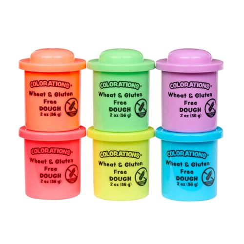Colorations Wheat & Gluten Free Neon Dough - 6 Pack of Non-Toxic Sensory Dough for Kids