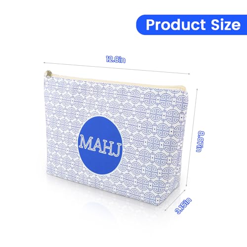 Colorato Mahjong Tiles Bag with Zipper – Blue, Fits 1.2" (30mm) American Mahjong Tiles, Portable Storage Case