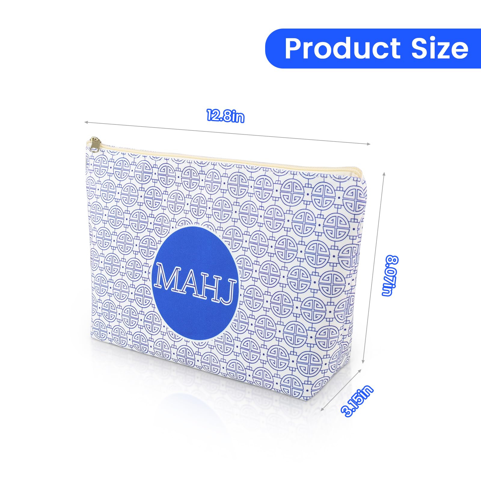 Colorato Mahjong Tiles Bag with Zipper – Blue, Fits 1.2" (30mm) American Mahjong Tiles, Portable Storage Case