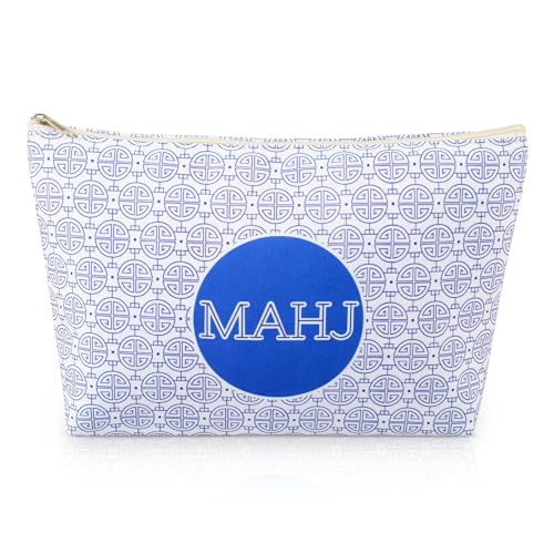 Colorato Mahjong Tiles Bag with Zipper – Blue, Fits 1.2" (30mm) American Mahjong Tiles, Portable Storage Case