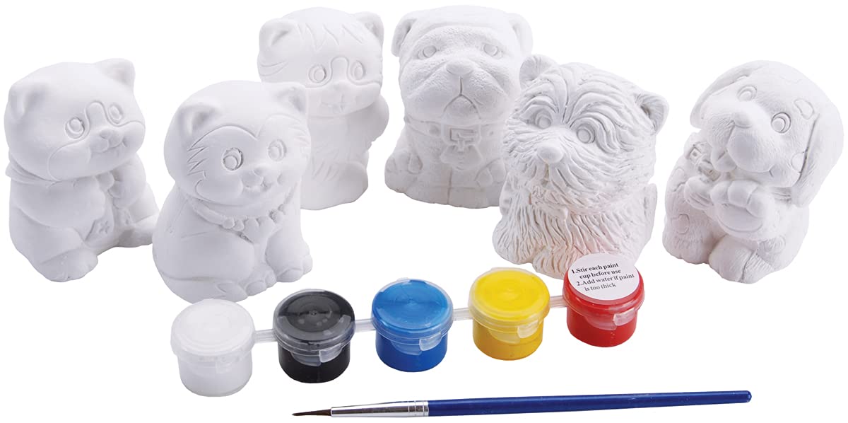 Colorbok Plaster Figurines for Painting - Cats & Dogs, 2.5 x 4.5 x 6 In.