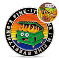 Colorful Dumpster Fire Challenge Coin – Hilarious 'This is Fine' Desk Accessory for Coworkers