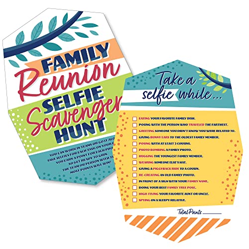 Colorful Family Reunion Selfie Scavenger Hunt – 12 Cards for Group Play