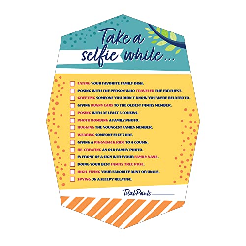 Colorful Family Reunion Selfie Scavenger Hunt – 12 Cards for Group Play