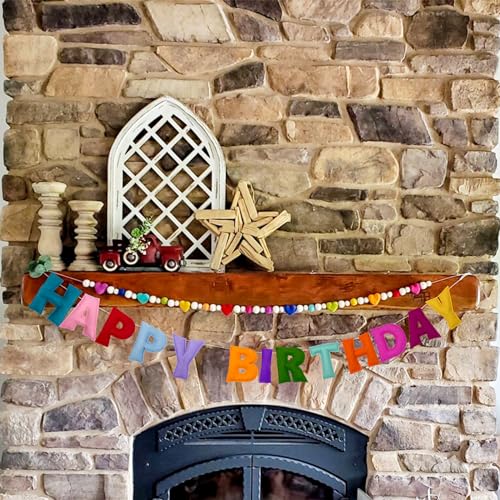 Colorful Felt Happy Birthday Banner – Pre-Strung, Reusable Rainbow Party Garland