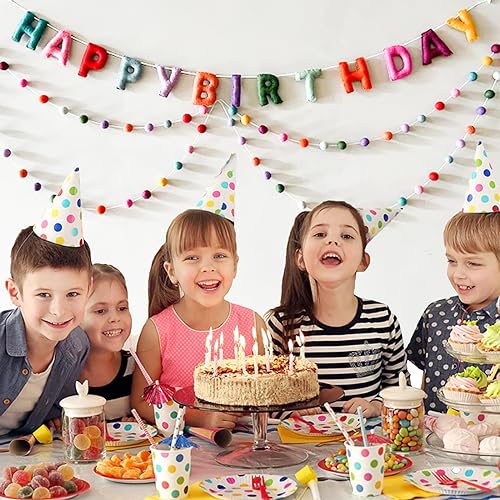 Colorful Felt Happy Birthday Banner – Pre-Strung, Reusable Rainbow Party Garland