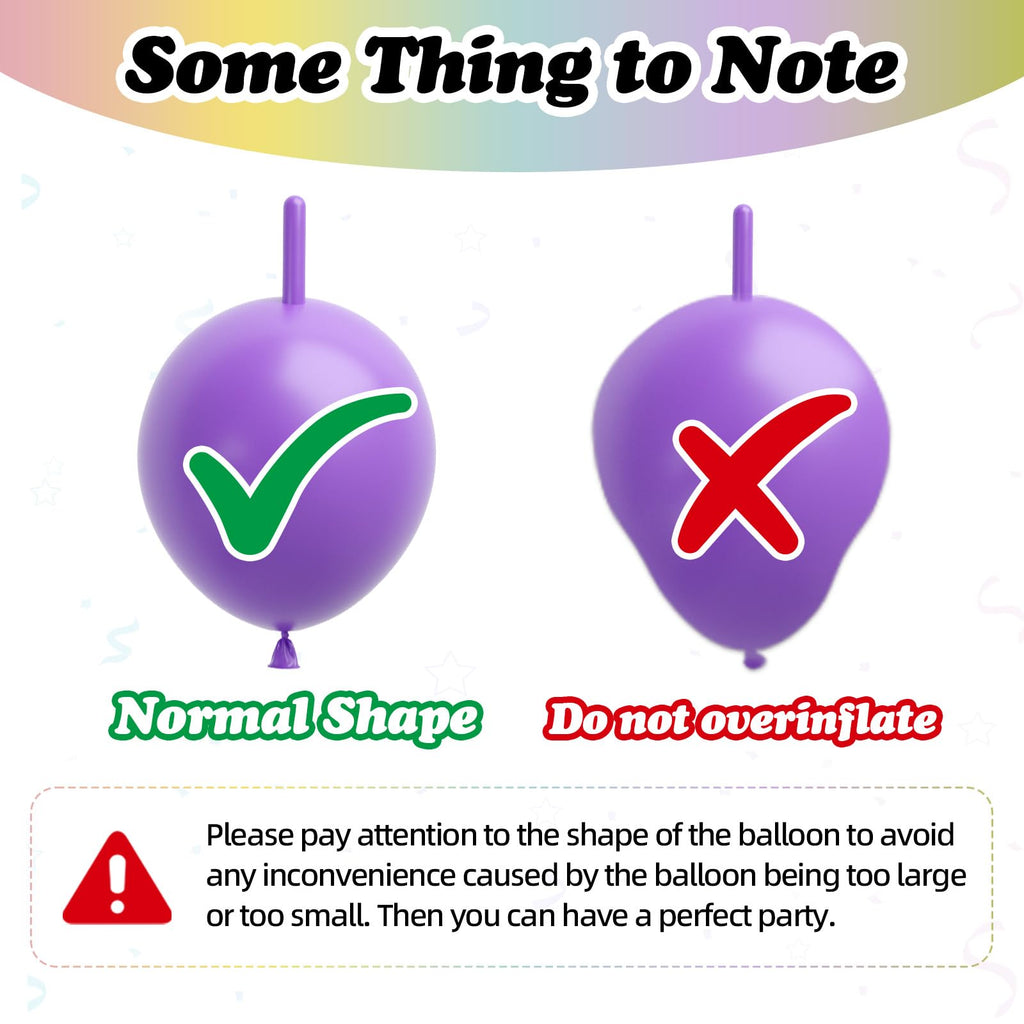 Colorful Linking Balloons - 100 Pack of 6 Inch Tails Balloons for Arches, Walls, and Garlands - Rainbow Colors for Weddings, Birthdays, Parties