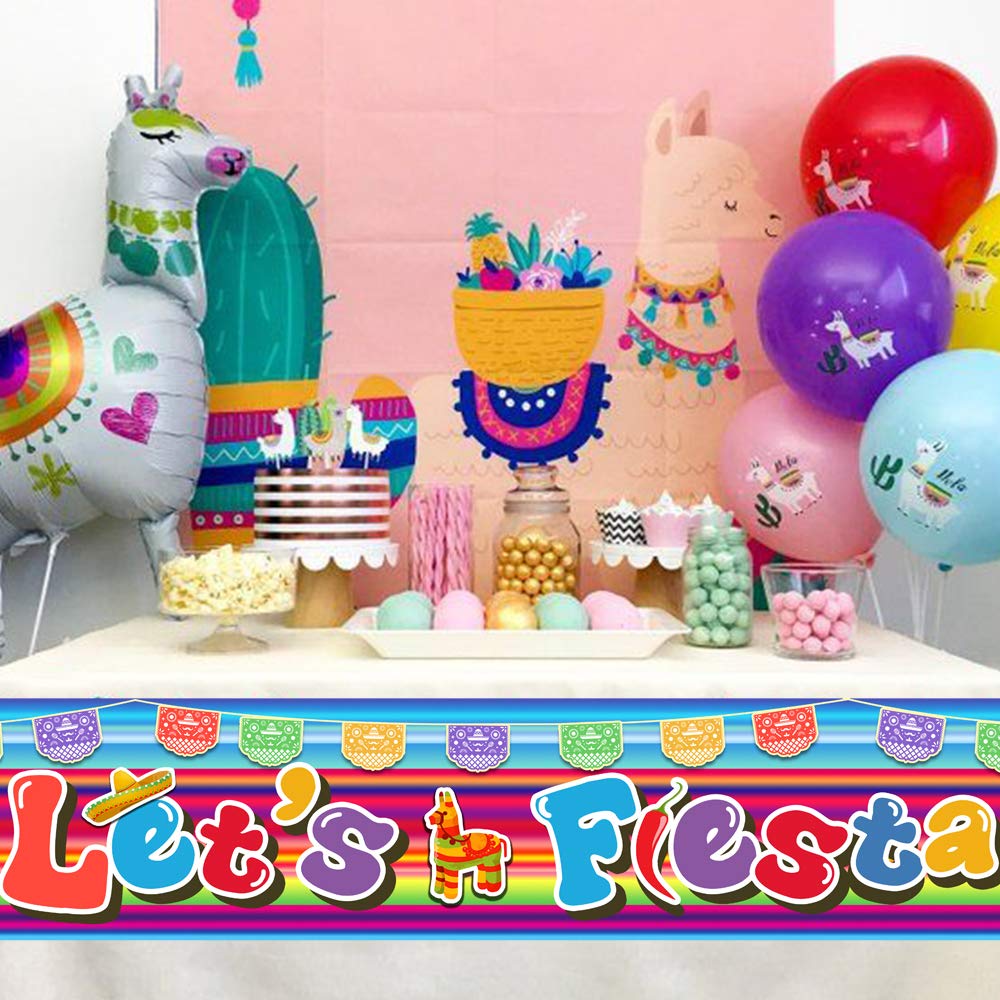 Colorful Mexican Fiesta Banner - Large 9.8ft x 1.5ft Polyester Decoration for Cinco de Mayo, Baby Shower, Birthday Parties