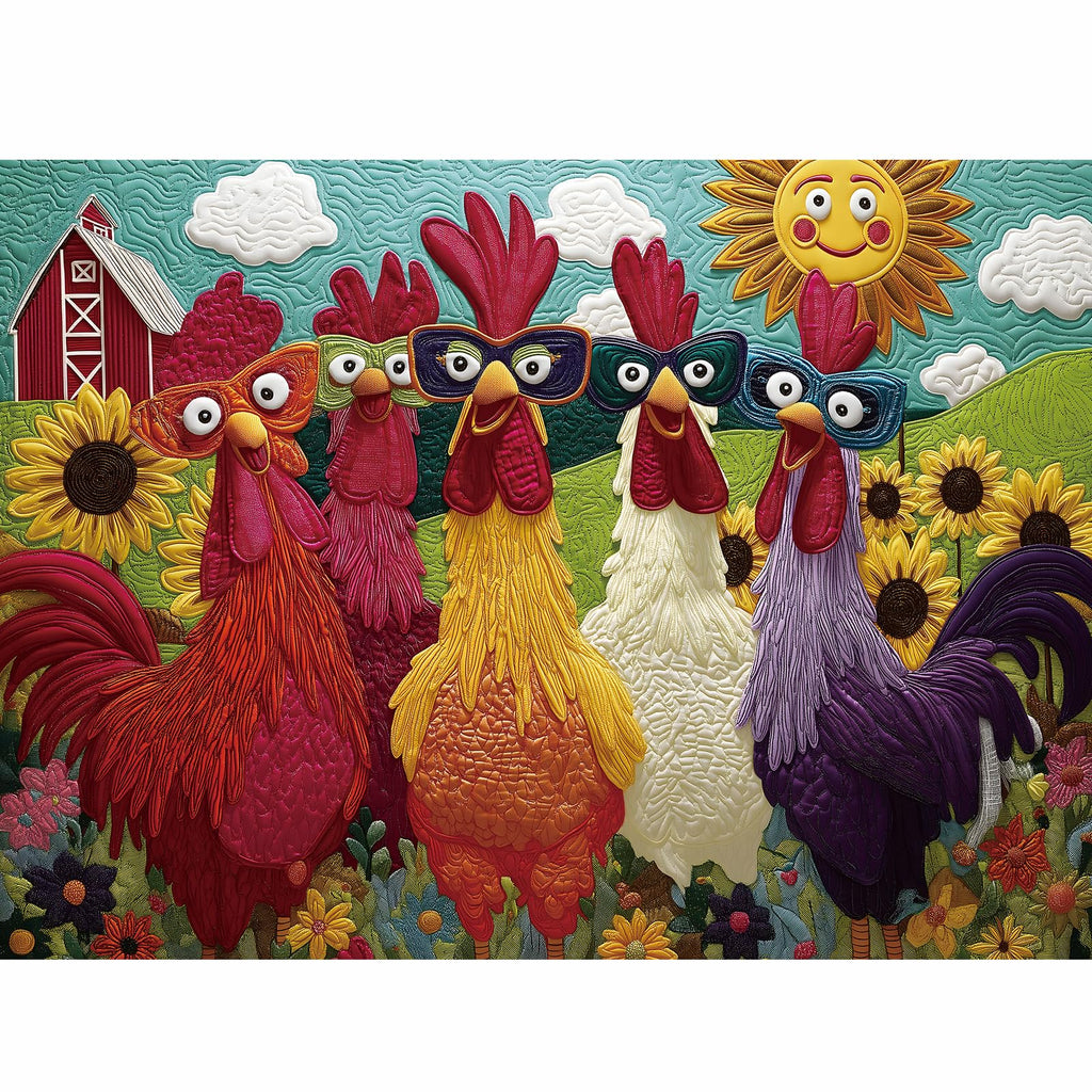 Colorful Rooster Jigsaw Puzzle 500 Pieces – STYISHANG Funny Chicken Puzzle with Poster and Letter Sorting