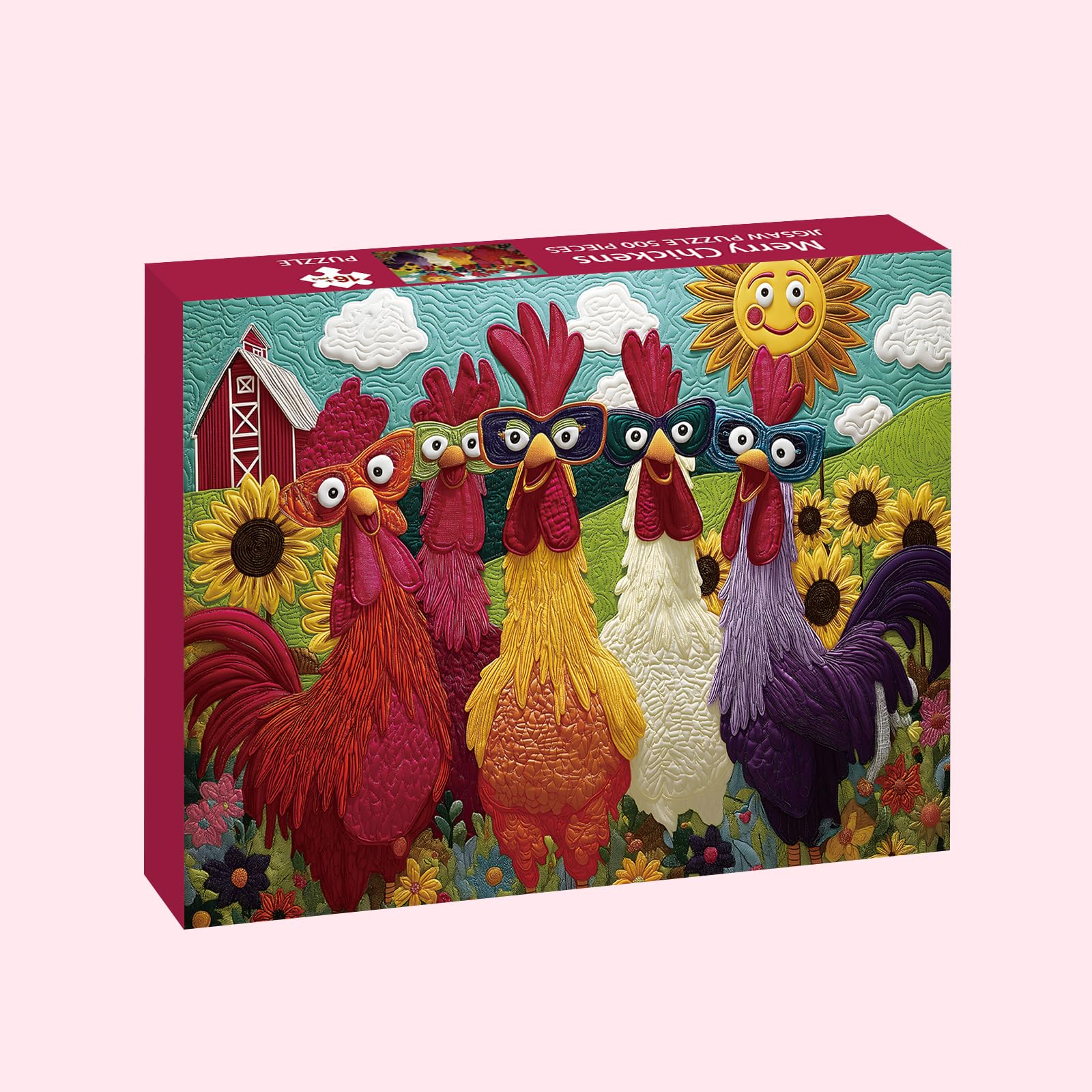 Colorful Rooster Jigsaw Puzzle 500 Pieces – STYISHANG Funny Chicken Puzzle with Poster and Letter Sorting