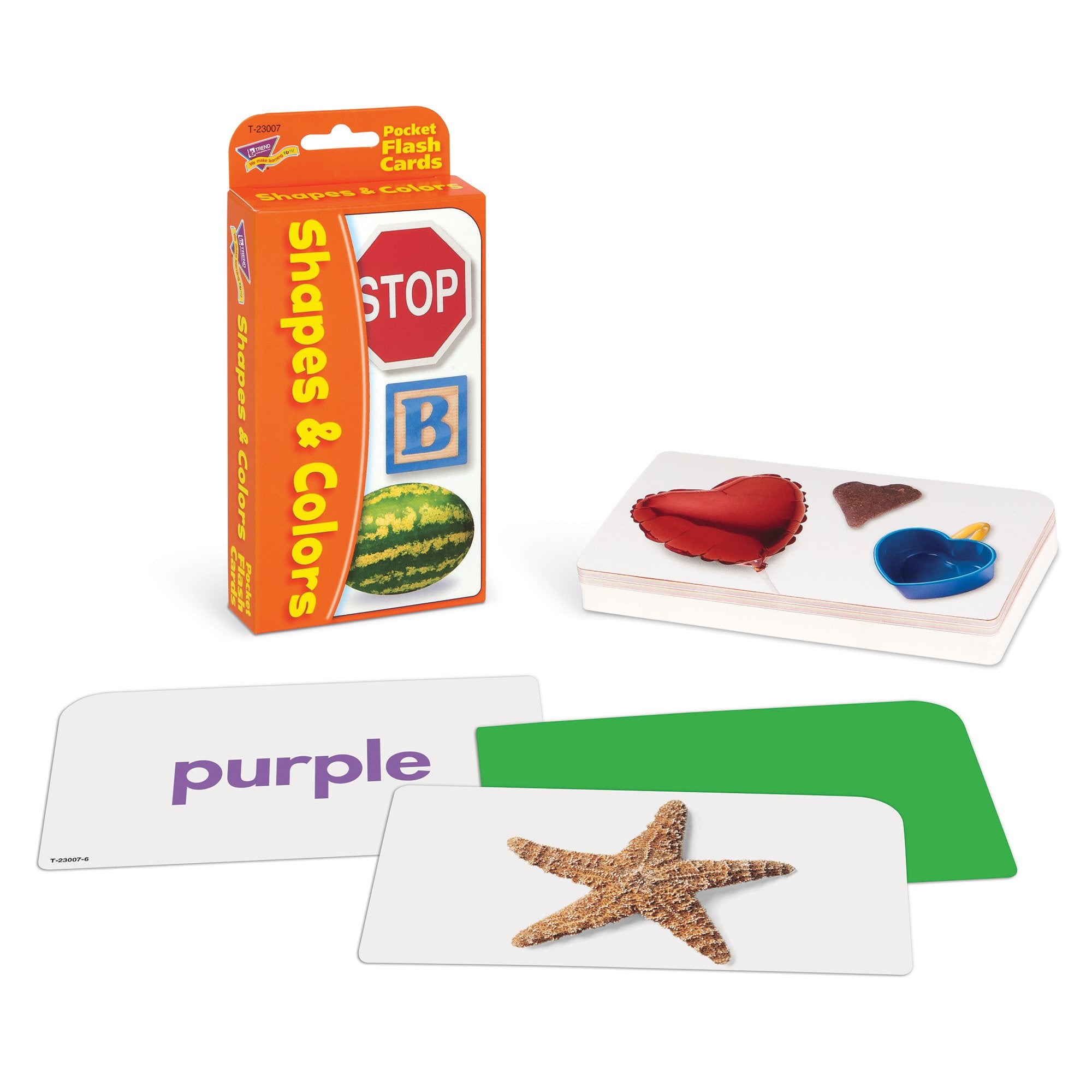 Colors & Shapes Pocket Flash Cards - Real-Life Photos, 56 Cards, Ages 3+