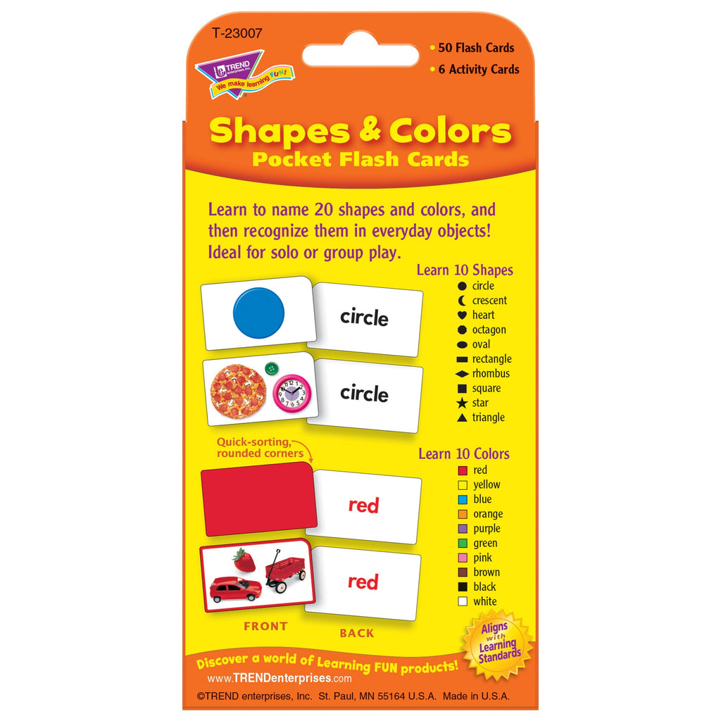 Colors & Shapes Pocket Flash Cards - Real-Life Photos, 56 Cards, Ages 3+