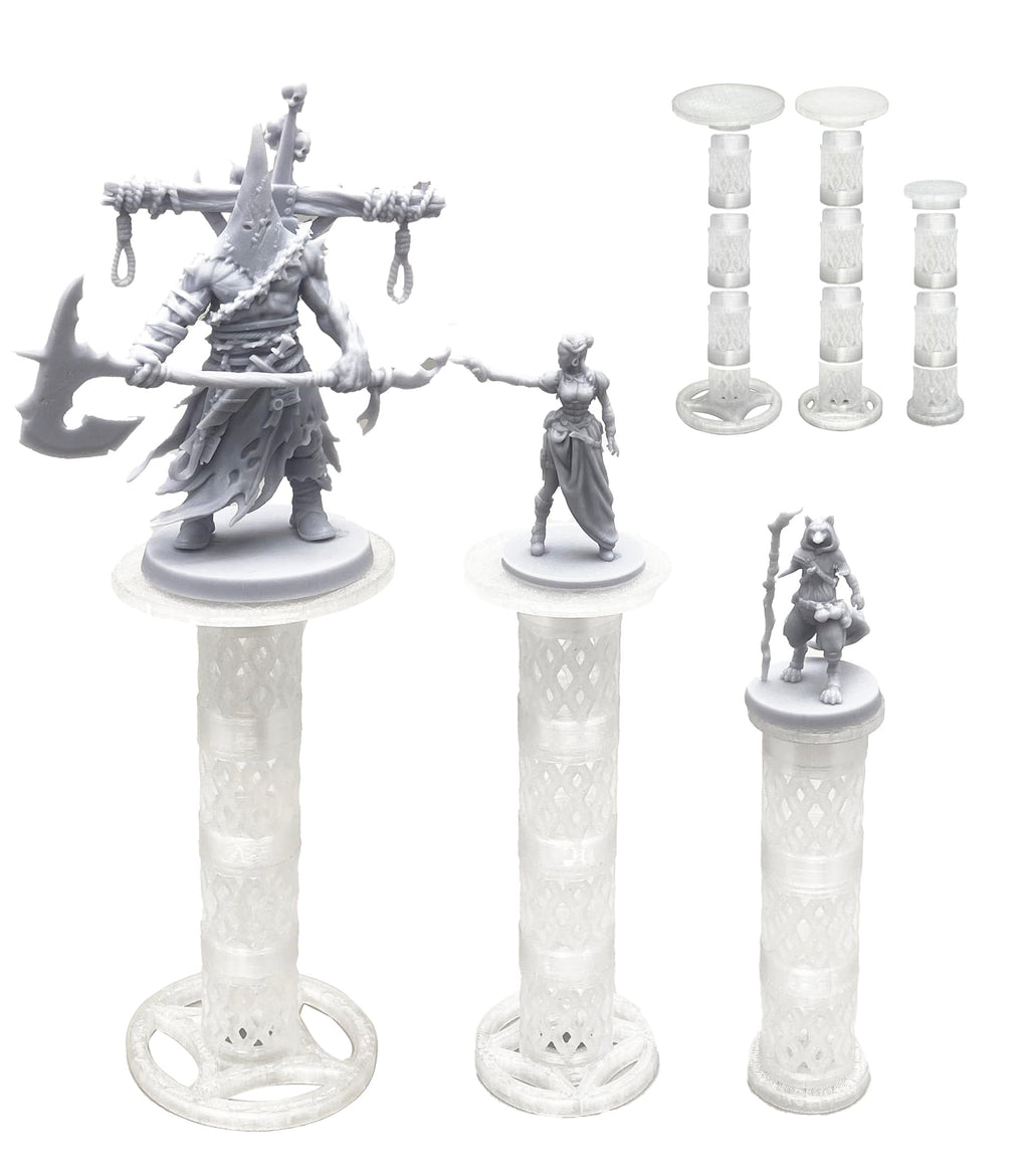 Combat Risers for Flying Miniatures – Lixusia Crystal White Flight Stands with 8 Adjustable Tiers