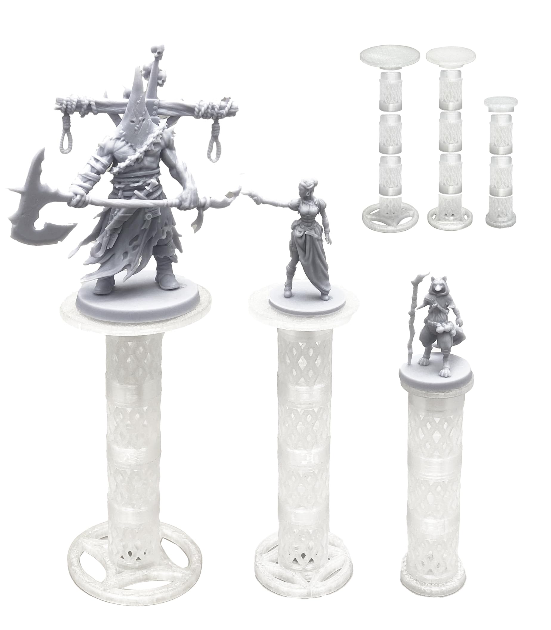 Combat Risers for Flying Miniatures – Lixusia Crystal White Flight Stands with 8 Adjustable Tiers