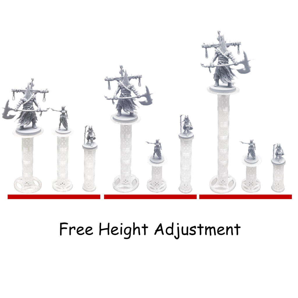 Combat Risers for Flying Miniatures – Lixusia Crystal White Flight Stands with 8 Adjustable Tiers