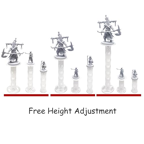 Combat Risers for Flying Miniatures – Lixusia Crystal White Flight Stands with 8 Adjustable Tiers