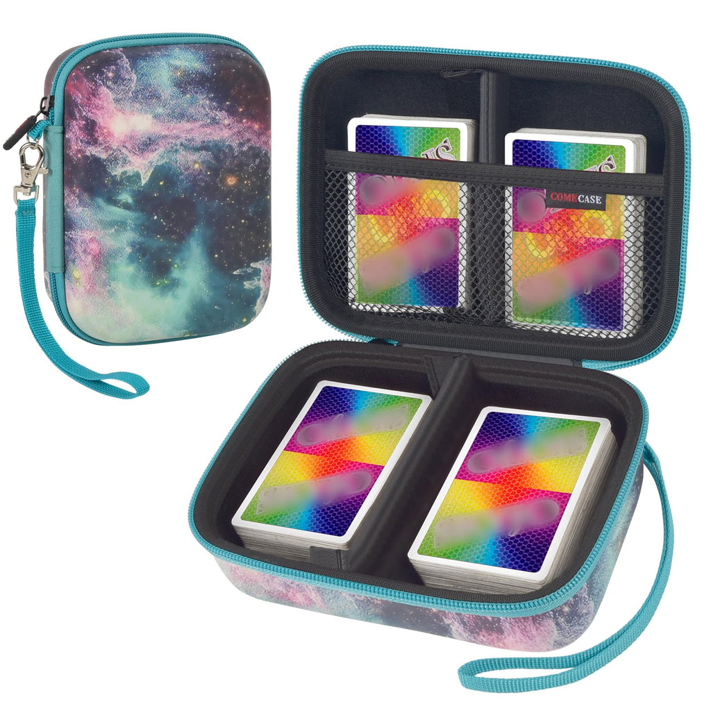 Comecase Galaxy Card Case – EVA Storage Box Holds 400 Cards for UNO, SKYJO, Five Crowns, TCG & More