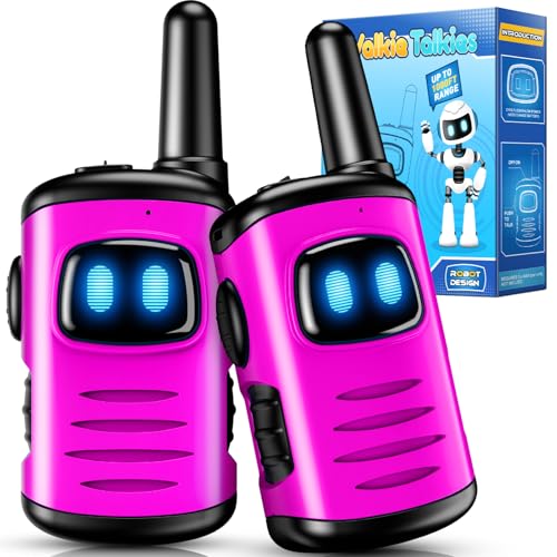 comedyfun Mini Robot Walkie Talkies for Girls - Pink 2 Pack, Lightweight and Durable Toy for Ages 3-6, Up to 1000 Feet Range, Push-to-Talk, Gift for Outdoor Play