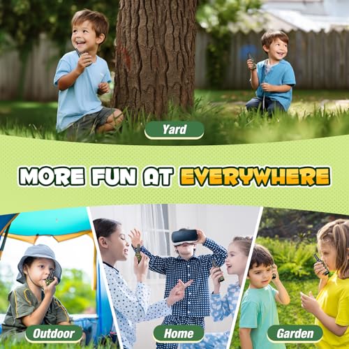 comedyfun Mini Robot Walkie Talkies for Kids 3-8 Years, 2 Pack, Green Camo, 1000ft Range, Lightweight Toy