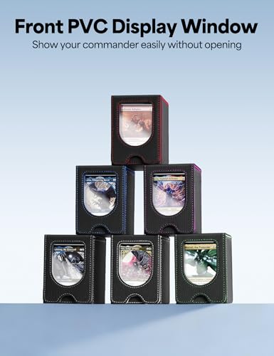 Commander Deck Box with Front Display Window – Holds 100+ Double-Sleeved Cards (Black & Purple)