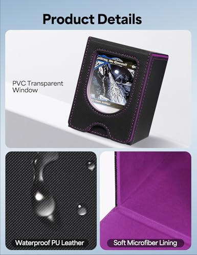 Commander Deck Box with Front Display Window – Holds 100+ Double-Sleeved Cards (Black & Purple)