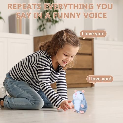Comnonage Talking Hamster Plush Toy - Repeats What You Say, Interactive Speech Toy for Toddlers, Gray