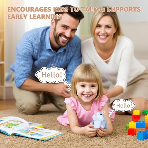 Comnonage Talking Hamster Plush Toy - Repeats What You Say, Interactive Speech Toy for Toddlers, Gray