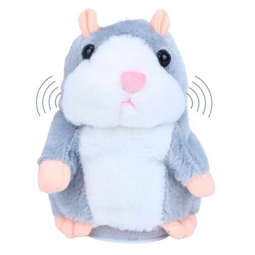 Comnonage Talking Hamster Plush Toy - Repeats What You Say, Interactive Speech Toy for Toddlers, Gray