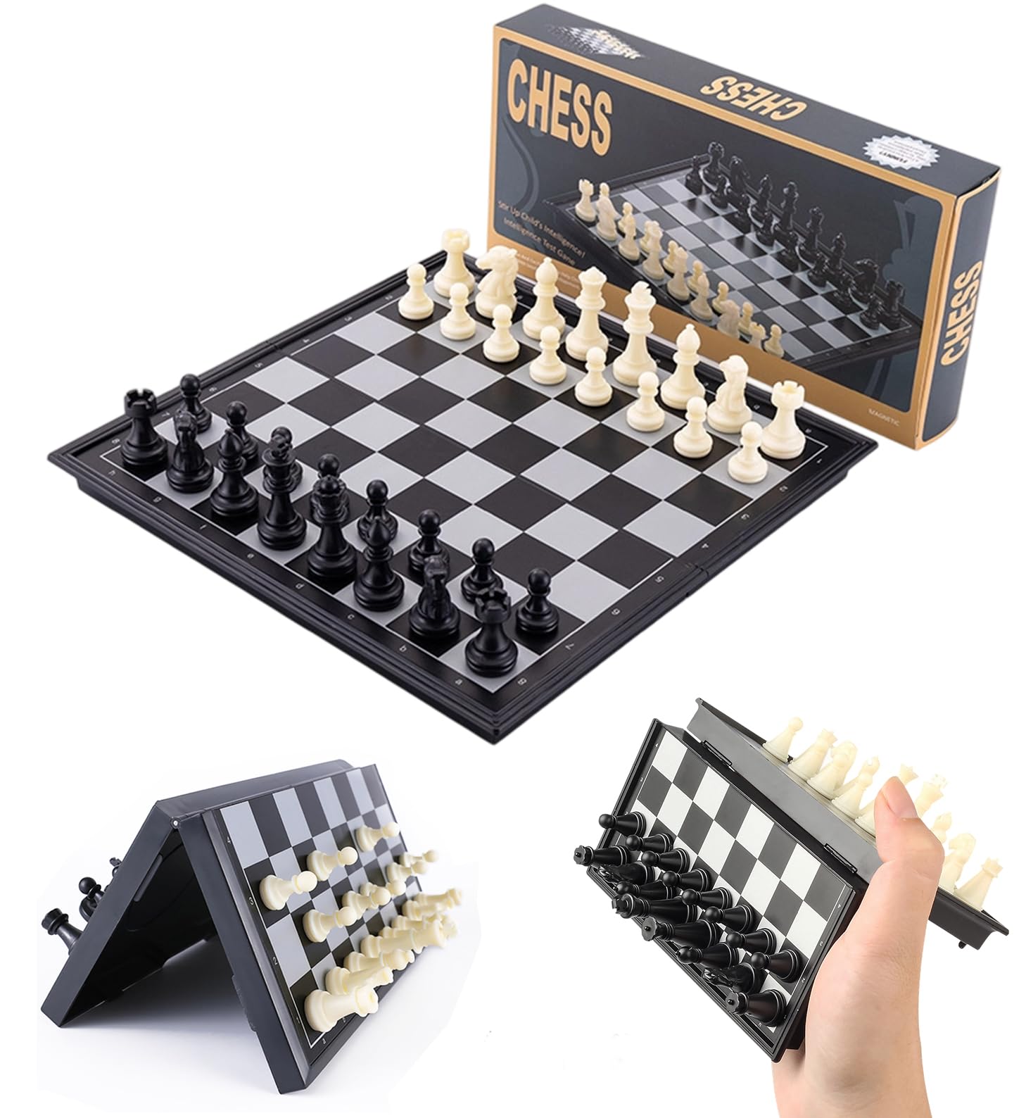 Compact Magnetic Chess Set – 9.5 Inch Folding Board for Travel & Fun