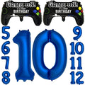 CON GRADS Navy Blue Video Game Birthday Balloons – 2 Controller Foil & Number 10 Set