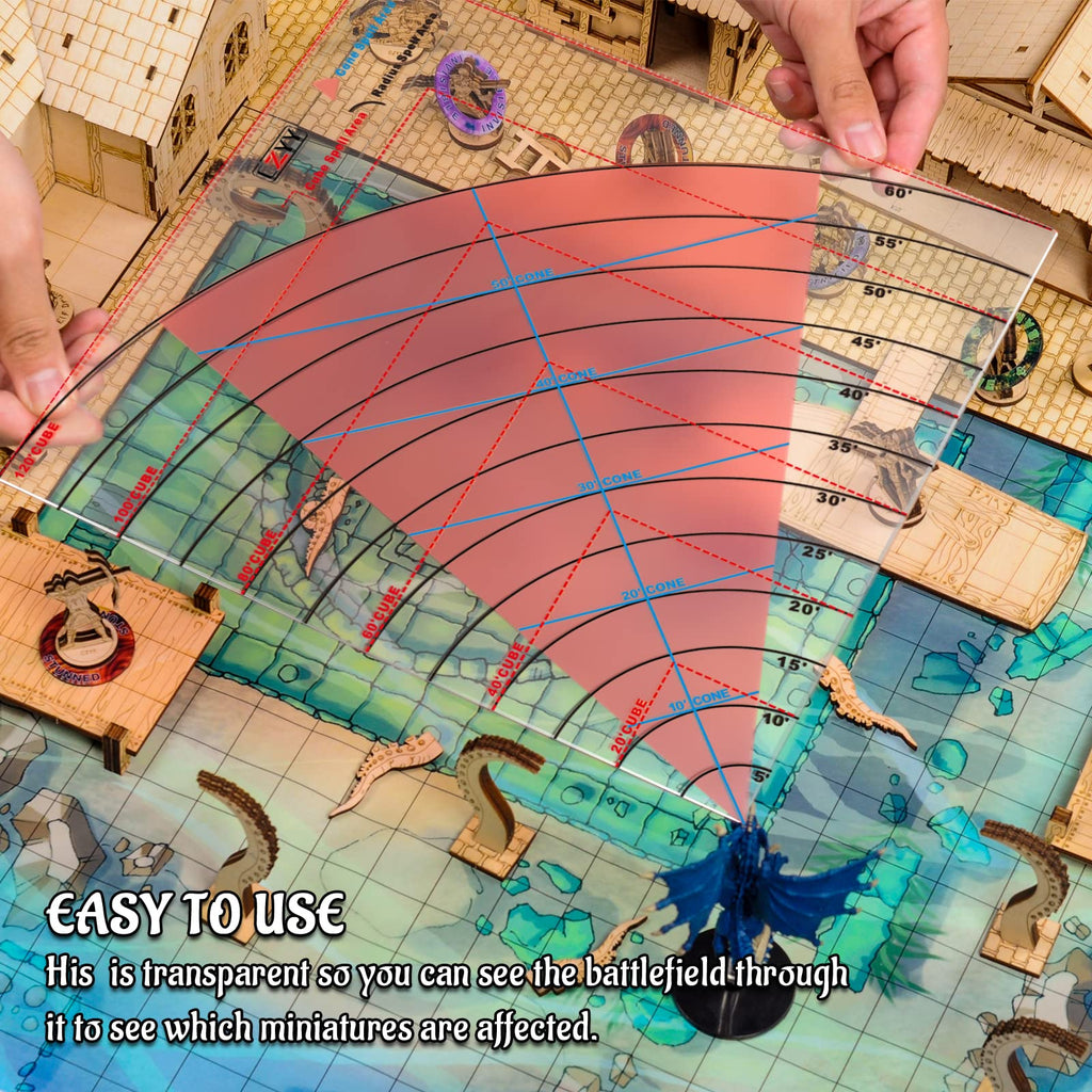 Cone Spell AOE Template - Acrylic Areas of Effect Damage Markers for D&D, TTRPGs - 60ft Range by CZYY