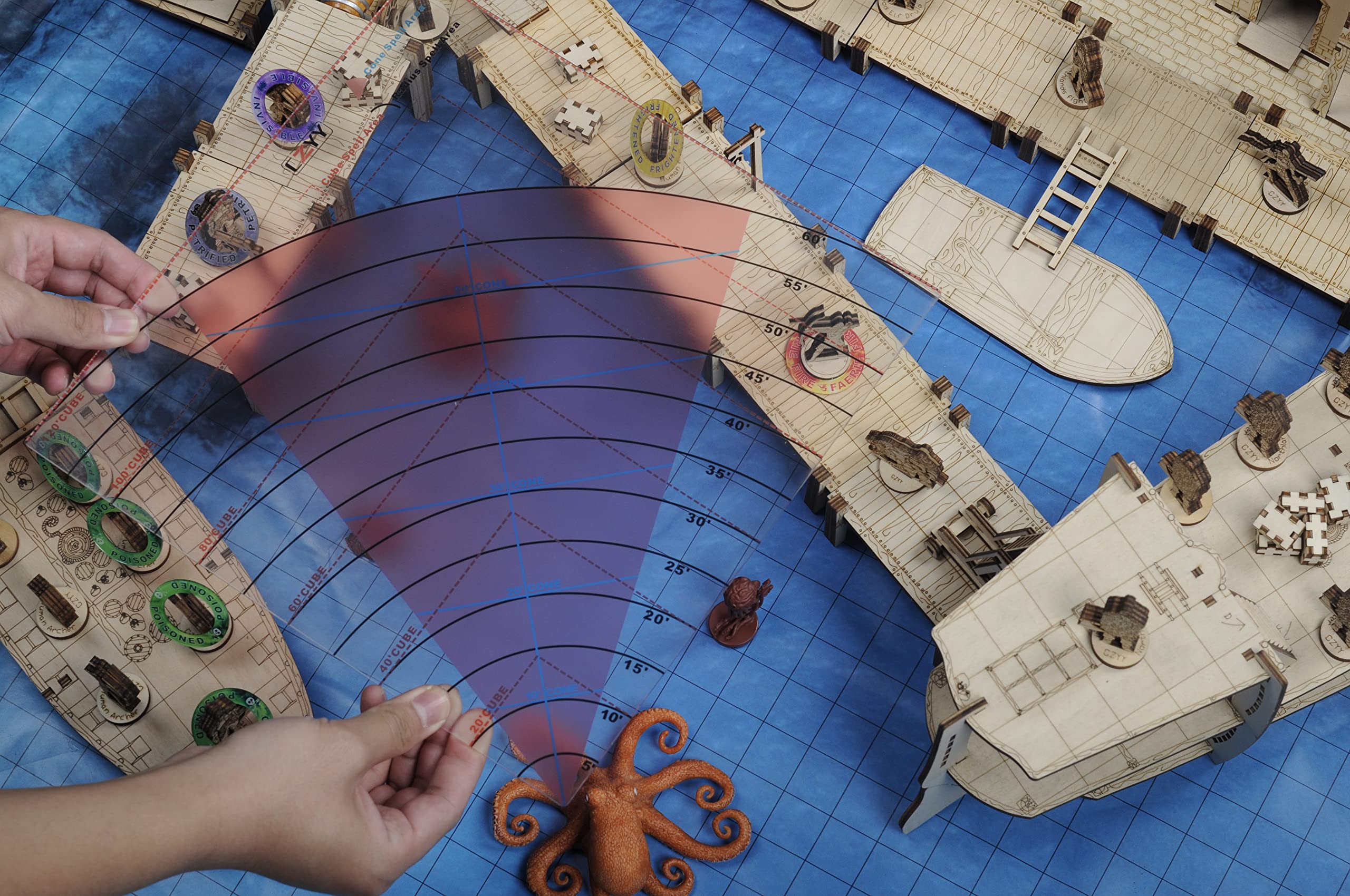 Cone Spell AOE Template - Acrylic Areas of Effect Damage Markers for D&D, TTRPGs - 60ft Range by CZYY