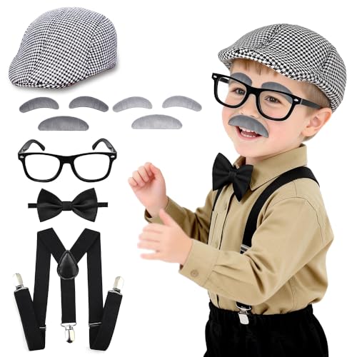 CONNICS 100 Days of School Old Man Costume Kit for Kids – Grandpa Dress-Up Set