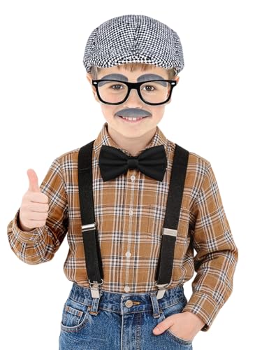 CONNICS 100 Days of School Old Man Costume Kit for Kids – Grandpa Dress-Up Set