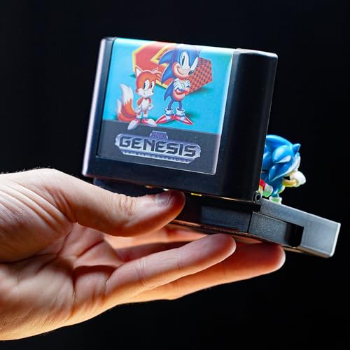 Console Heroes Sonic 2 Diorama Playset: Sonic & Tails Figures, Emerald Hill Zone Scene (Retro Genesis Cartridge)
