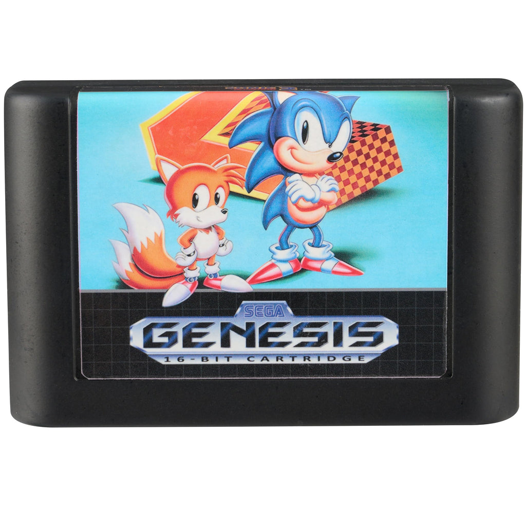 Console Heroes Sonic 2 Diorama Playset: Sonic & Tails Figures, Emerald Hill Zone Scene (Retro Genesis Cartridge)