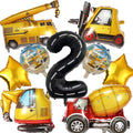 Construction Truck Balloon Set for 2nd Birthday - DUNSEO Mylar Foil Mix