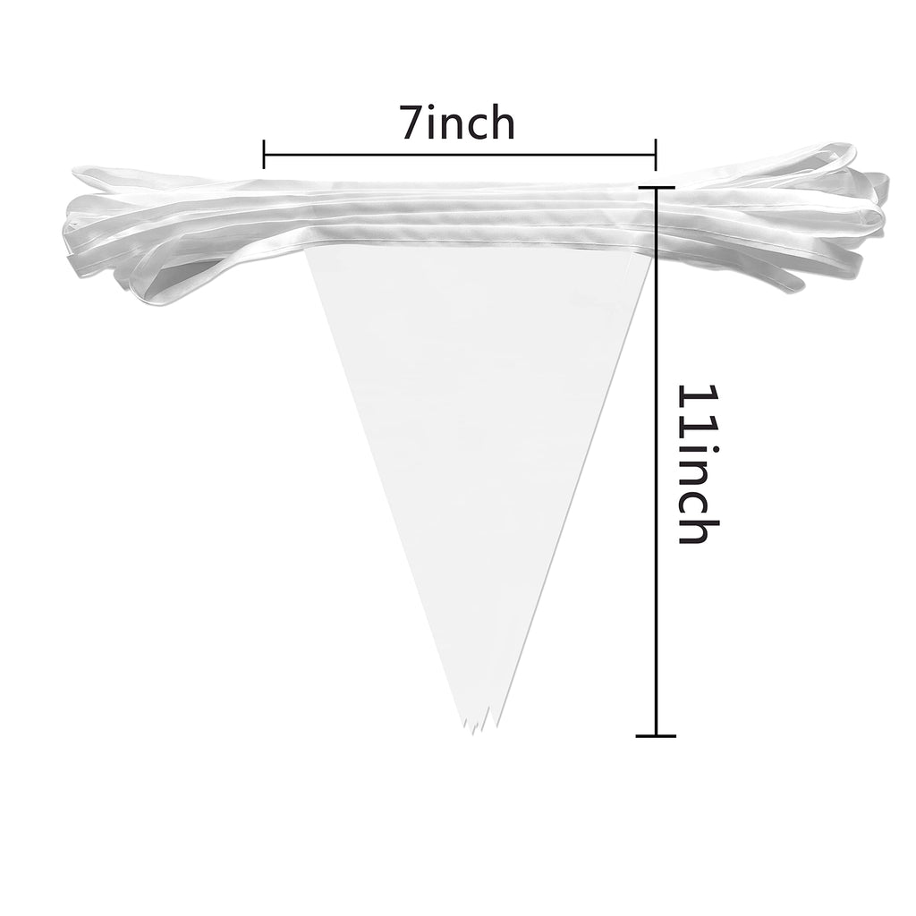 Consummate 100 Ft White Triangle Pennant Banner Set - 60 Flags on 2 Ropes for DIY Party Decor