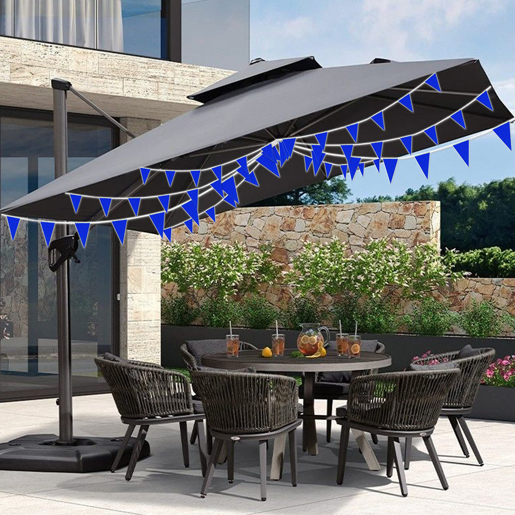 Consummate Blue Pennant Banners (60 Flags, 2 Ropes of 50 ft) - Hanging Triangle Bunting for Party Decorations - 7x11 Inch Flags